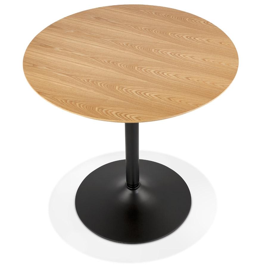 Kokoon Design HUSH' Designer Round Table In Natural Finish Wood And Black Metal - Ø 80 Cm