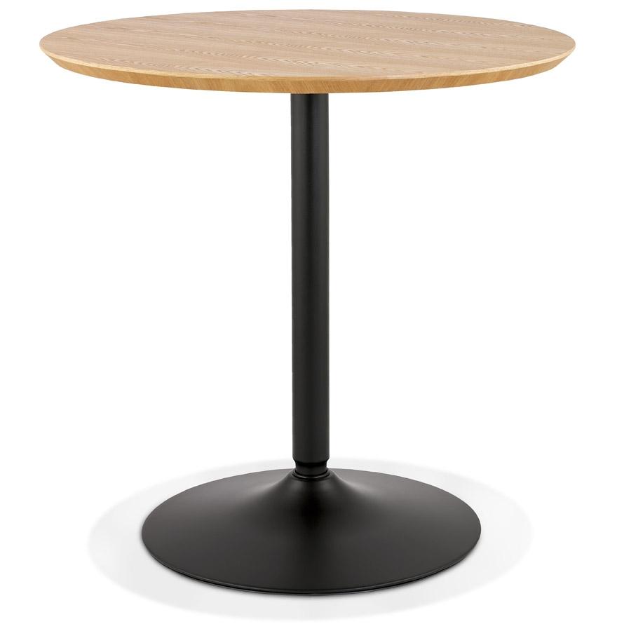 kokoon design HUSH' designer round table in natural finish wood and black metal - Ø 80 cm