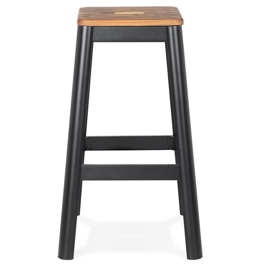 Kokoon Design Industrial Style High Stool 'LIDYA' With Black Metal Structure And Wooden Seat