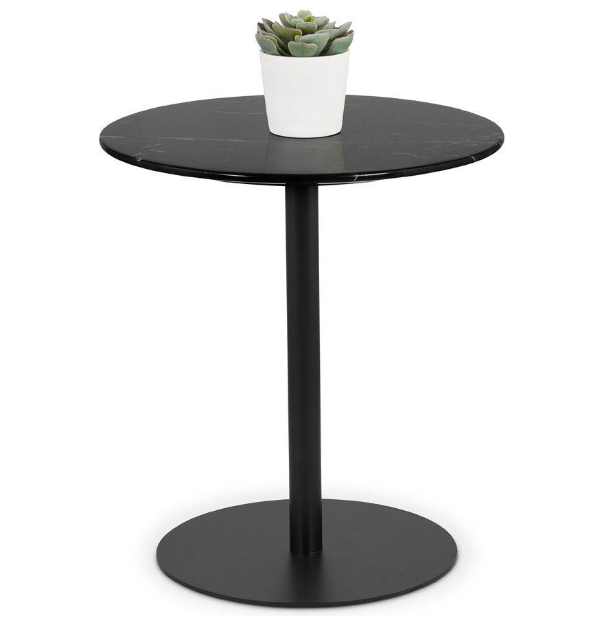 Kokoon Design Black Round 'STONE' Marble Side Table