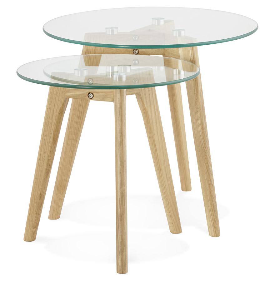 Kokoon Design Round Glass Nesting Tables 'LOVYOU'