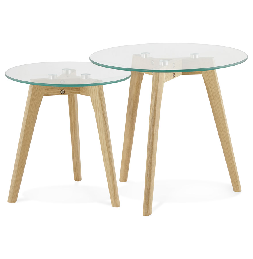 Kokoon Design Round Glass Nesting Tables 'LOVYOU'