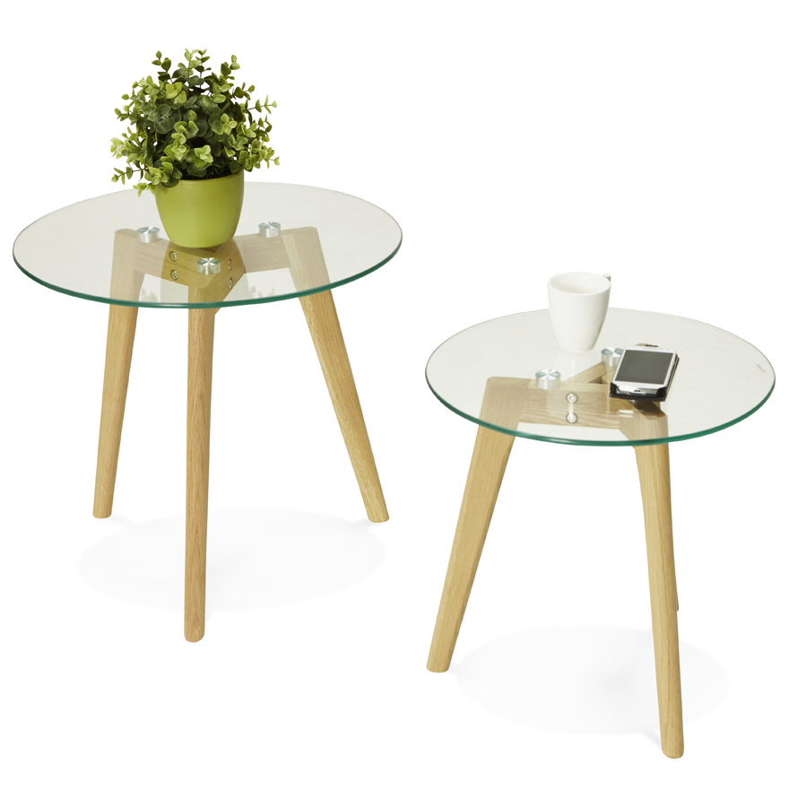 Kokoon Design Round Glass Nesting Tables 'LOVYOU'