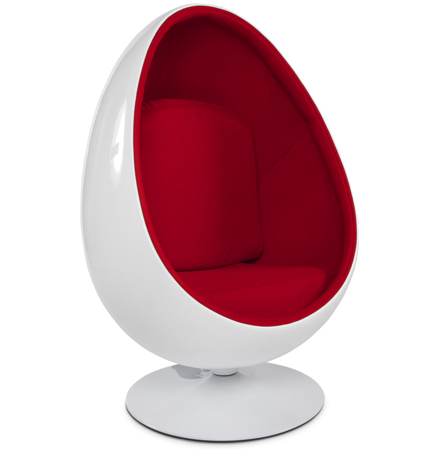 kokoon design White and red 'COCOON' egg armchair