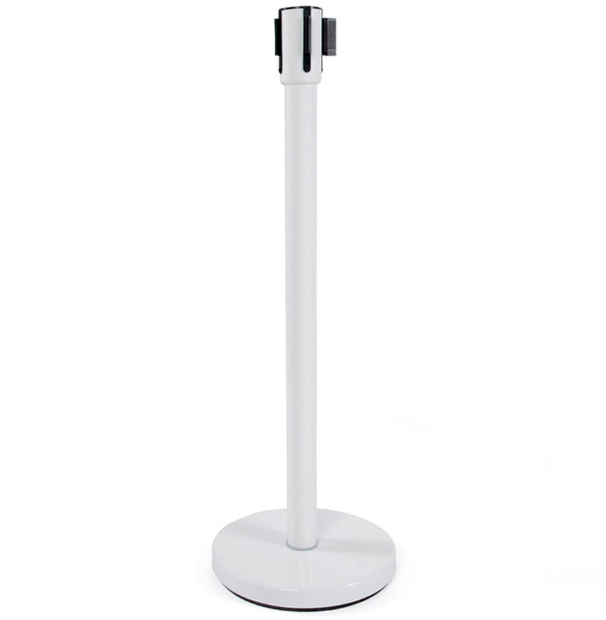 kokoon design White 'ZIP' post with strap for queues kokoon design White 'ZIP' post with strap for queues