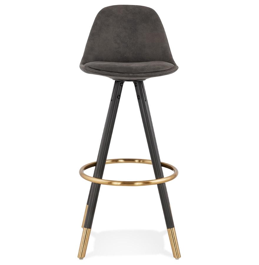 Kokoon Design KONG' Design Bar Stool In Gray Microfiber And Black Wooden Legs