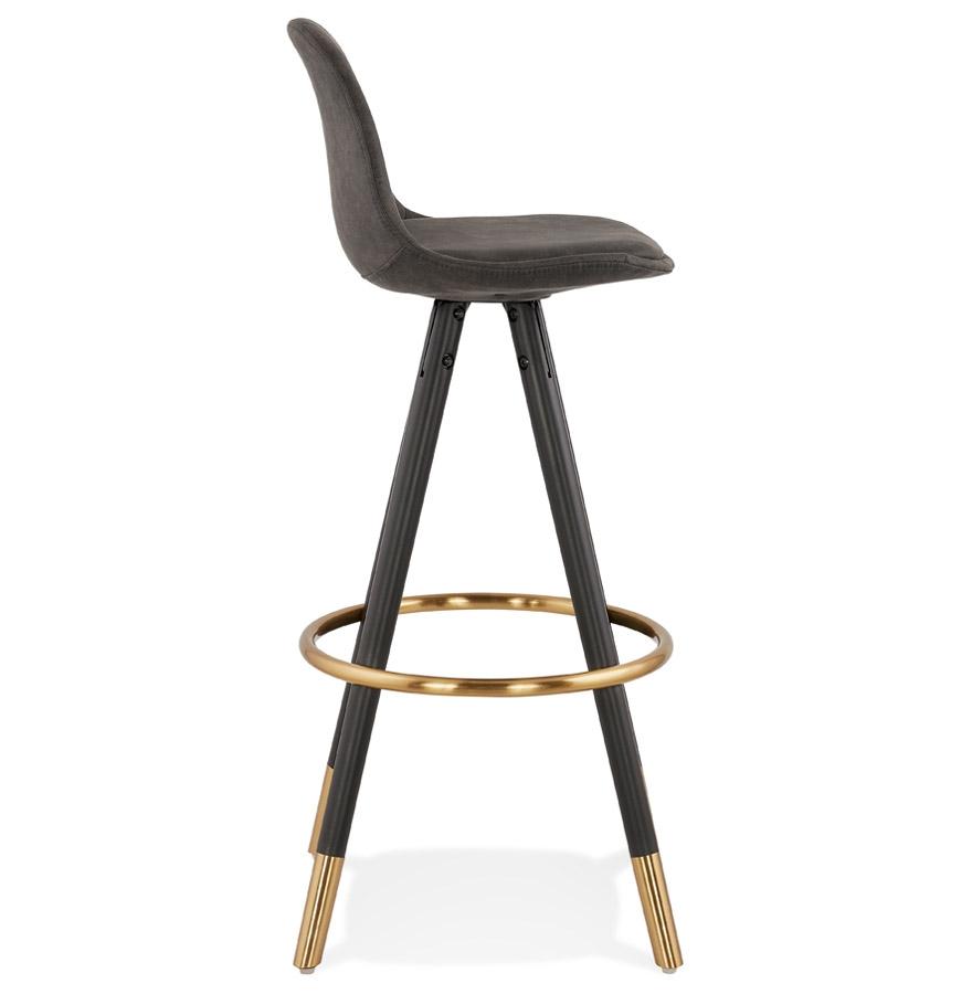 Kokoon Design KONG' Design Bar Stool In Gray Microfiber And Black Wooden Legs