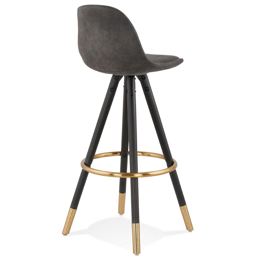 Kokoon Design KONG' Design Bar Stool In Gray Microfiber And Black Wooden Legs