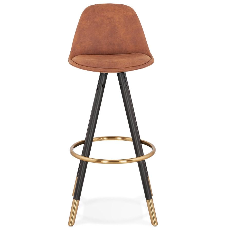 Kokoon Design KONG' Designer Bar Stool In Brown Microfiber And 4 Black Wooden Legs