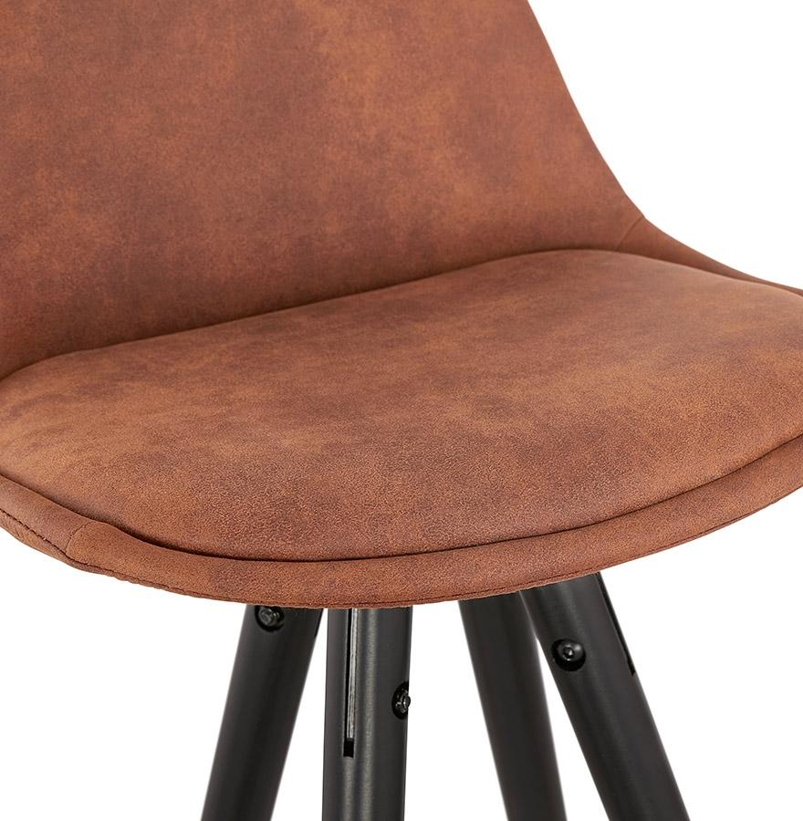 Kokoon Design KONG' Designer Bar Stool In Brown Microfiber And 4 Black Wooden Legs