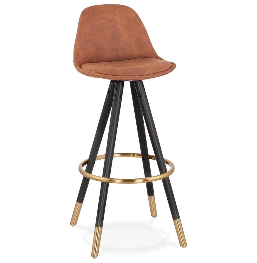 kokoon design KONG' designer bar stool in brown microfiber and 4 black wooden legs