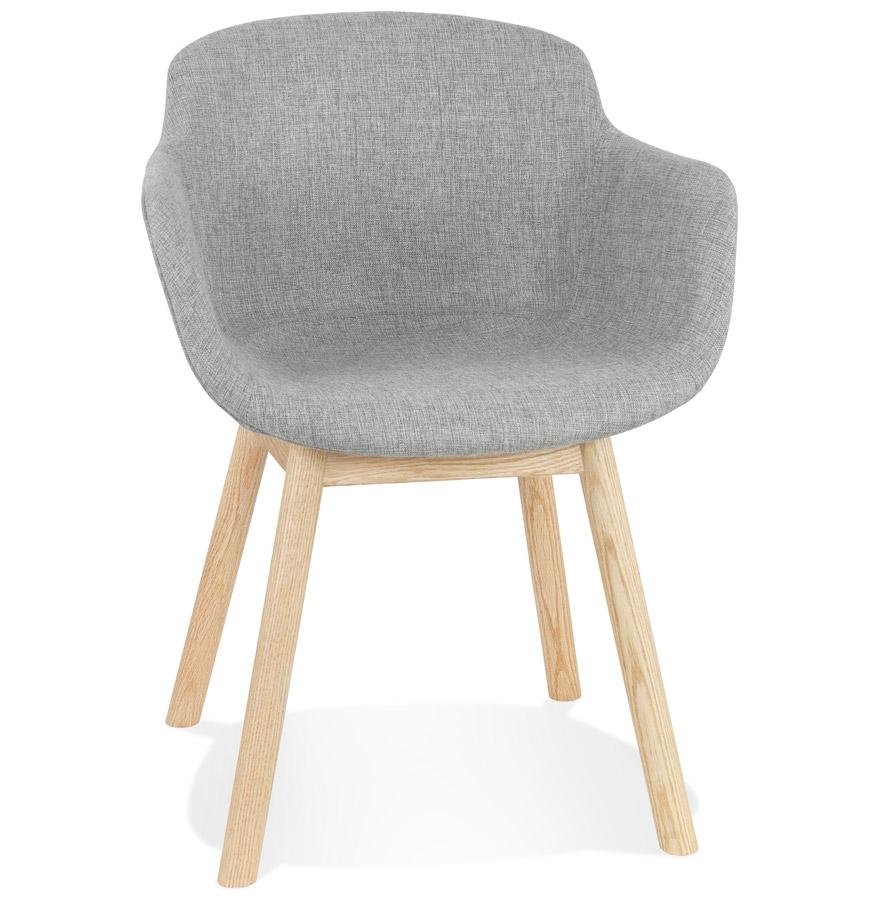 kokoon design LAMBIC' chair with armrests in light gray fabric and natural wood legs
