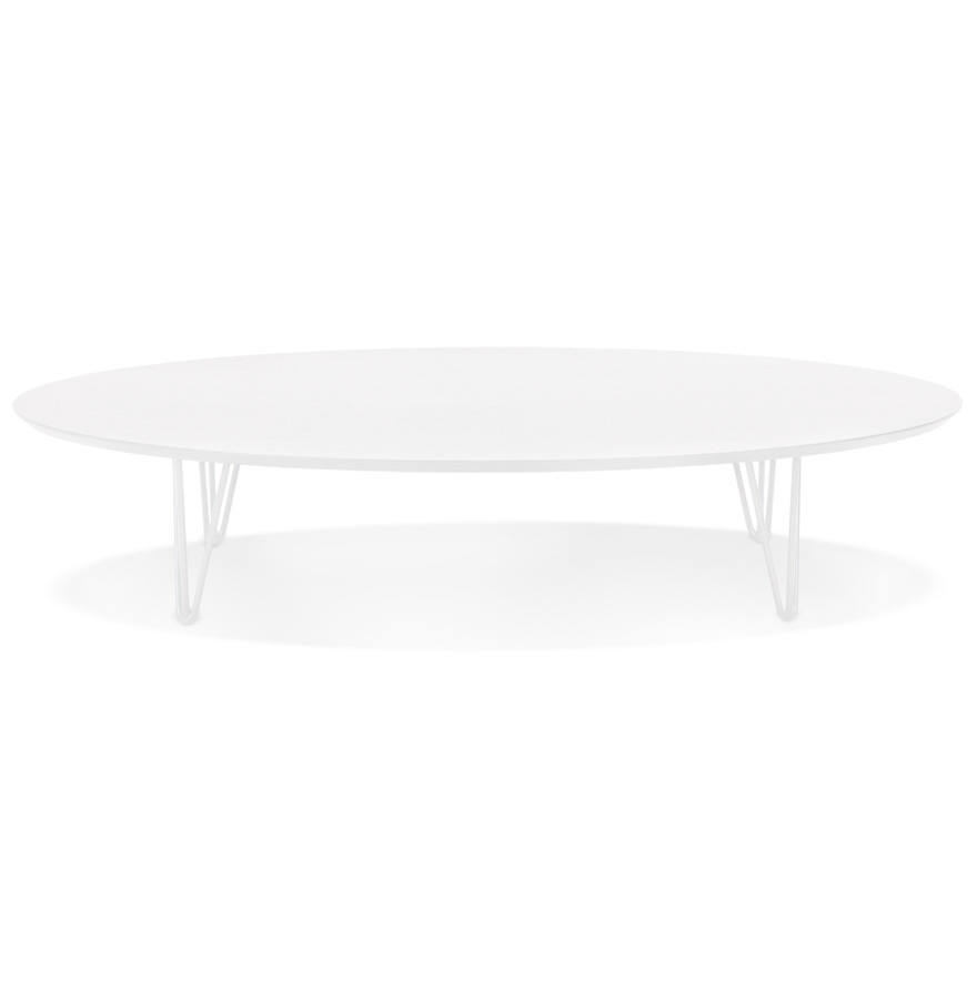 Kokoon Design Large 'ELYPSE' Living Room Coffee Table In Wood And White Metal