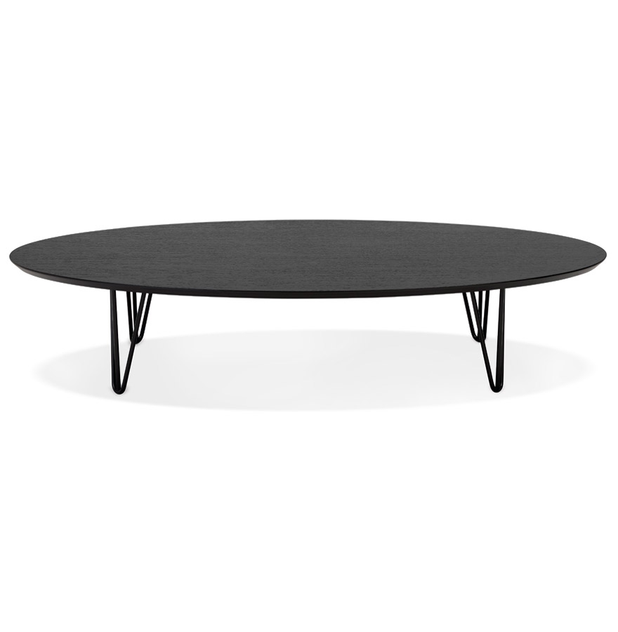 Kokoon Design Large 'ELYPSE' Living Room Coffee Table In Wood And Black Metal
