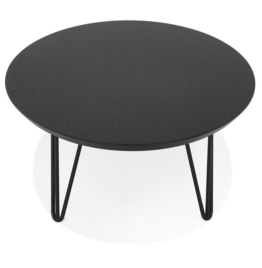 Kokoon Design Large 'ELYPSE' Living Room Coffee Table In Wood And Black Metal