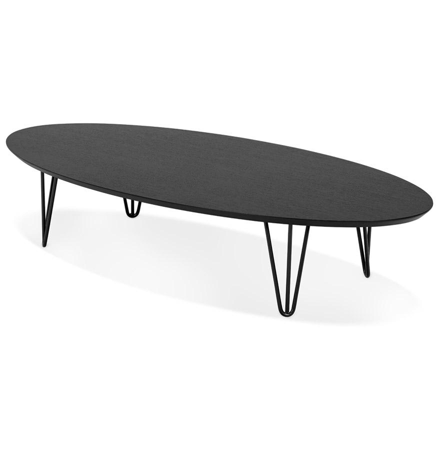 Kokoon Design Large 'ELYPSE' Living Room Coffee Table In Wood And Black Metal