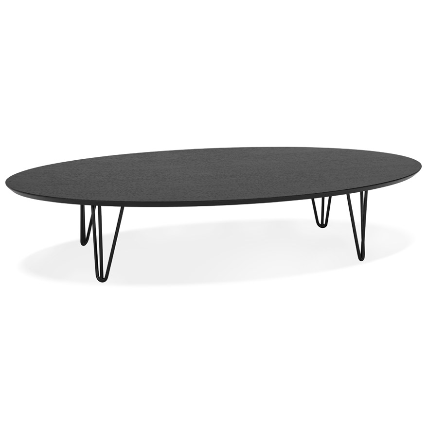 kokoon design Large 'ELYPSE' living room coffee table in wood and black metal