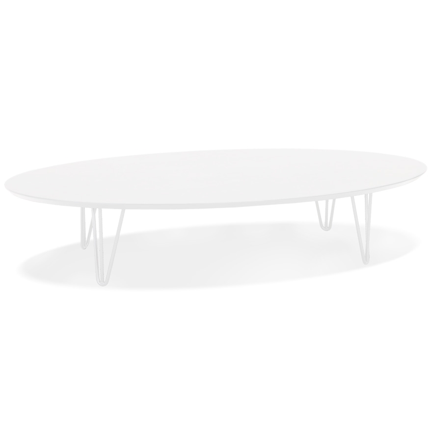kokoon design Large 'ELYPSE' living room coffee table in wood and white metal