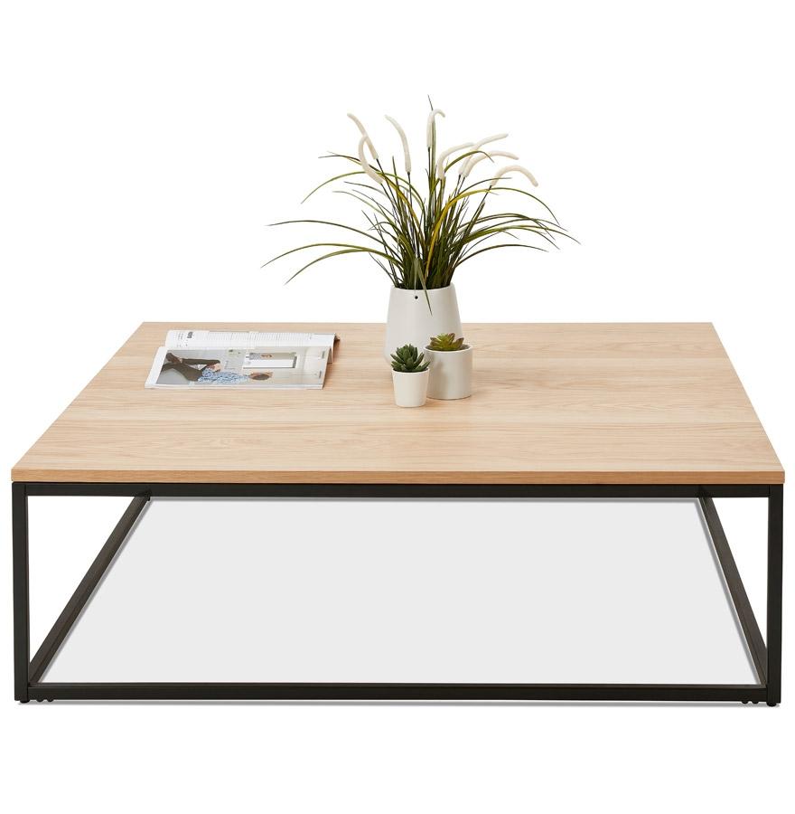 Kokoon Design Large Industrial Style Coffee Table 'TRIBECA' In Natural Finish Wood And Black Metal