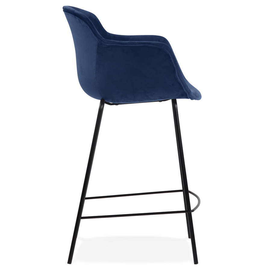 Kokoon Design LARISSA MINI' Mid-height Snack Stool In Blue Velvet
