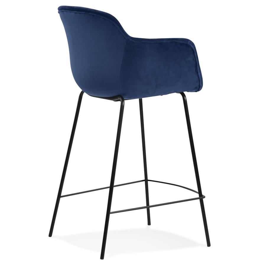 Kokoon Design LARISSA MINI' Mid-height Snack Stool In Blue Velvet