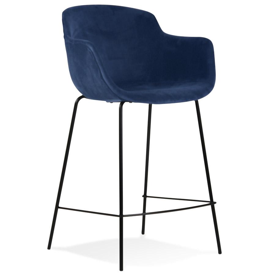 kokoon design LARISSA MINI' mid-height snack stool in blue velvet