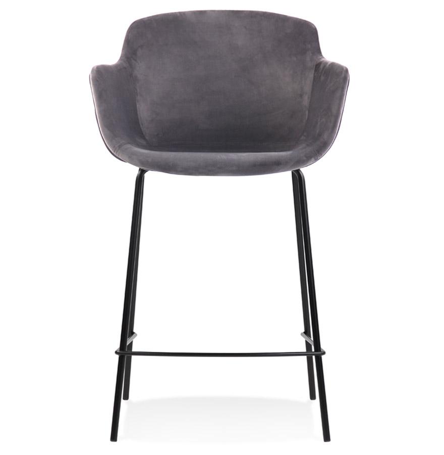 Kokoon Design LARISSA MINI' Mid-height Snack Stool In Gray Velvet