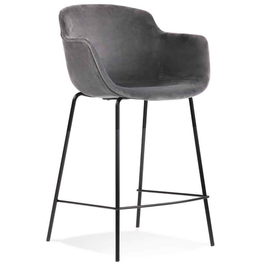 kokoon design LARISSA MINI' mid-height snack stool in gray velvet