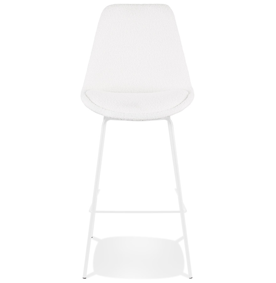 Kokoon Design LEONIE' Bar Stool In White Pilled Fabric And White Metal Leg