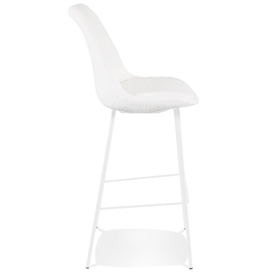Kokoon Design LEONIE' Bar Stool In White Pilled Fabric And White Metal Leg