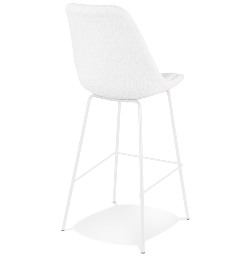 Kokoon Design LEONIE' Bar Stool In White Pilled Fabric And White Metal Leg