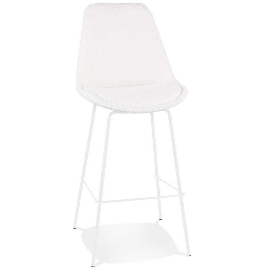 kokoon design LEONIE' bar stool in white pilled fabric and white metal leg