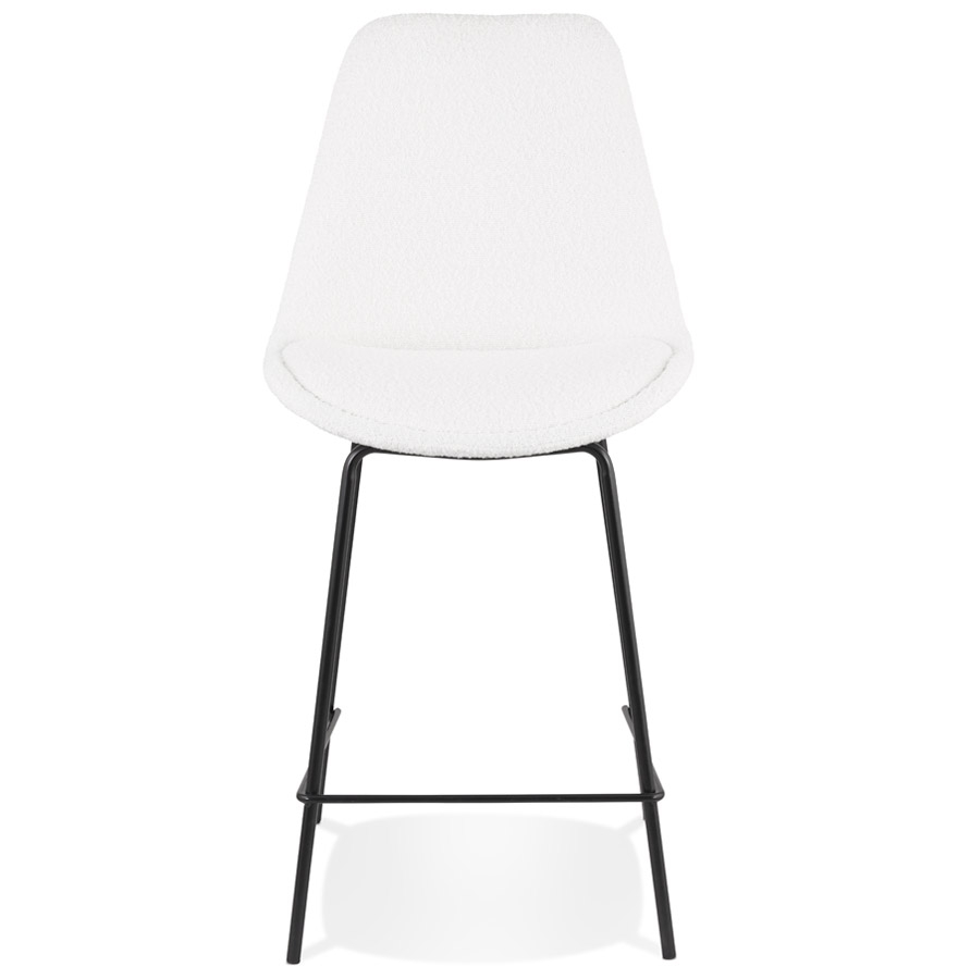 Kokoon Design LEONIE MINI' Mid-height Snack Stool In White Pilled Fabric And Black Metal Base