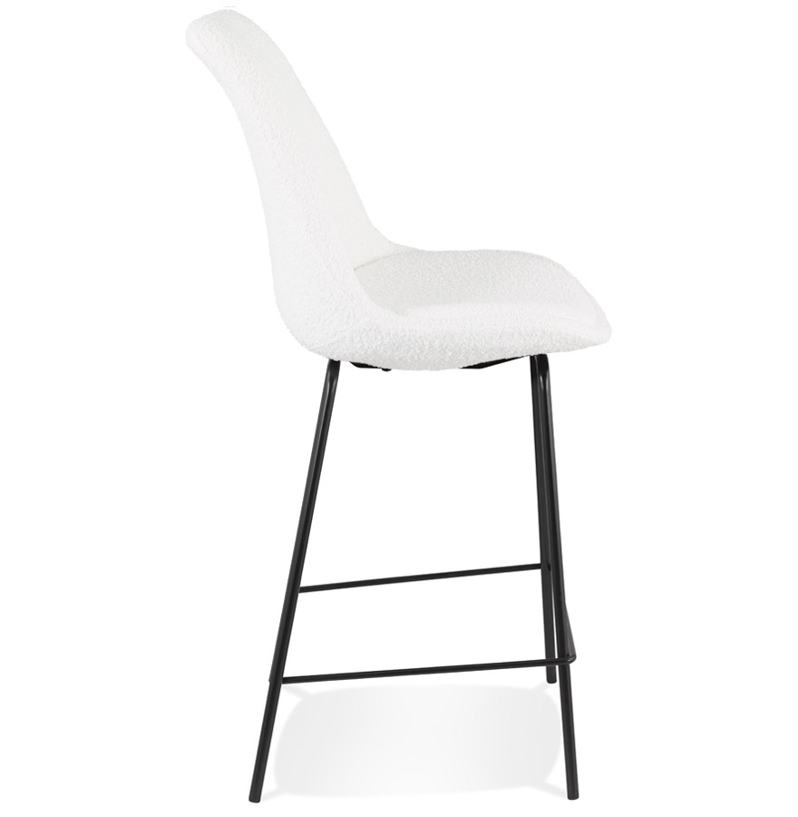 Kokoon Design LEONIE MINI' Mid-height Snack Stool In White Pilled Fabric And Black Metal Base