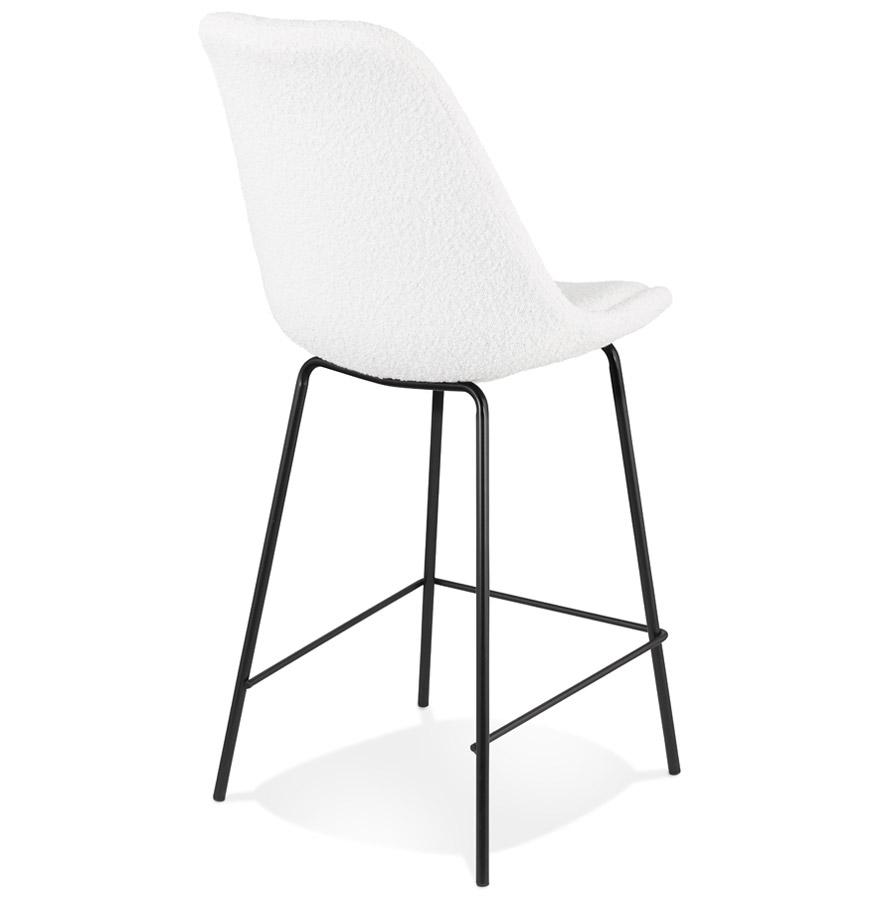 Kokoon Design LEONIE MINI' Mid-height Snack Stool In White Pilled Fabric And Black Metal Base
