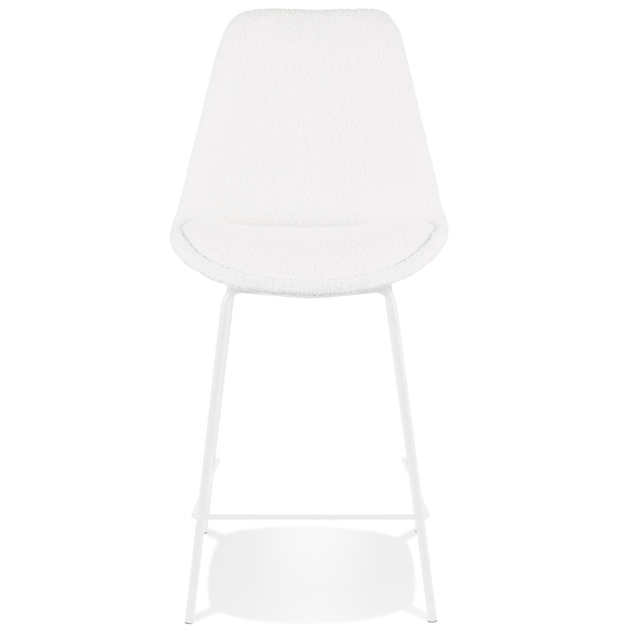 Kokoon Design LEONIE MINI' Mid-height Snack Stool In White Pilled Fabric And White Metal Base