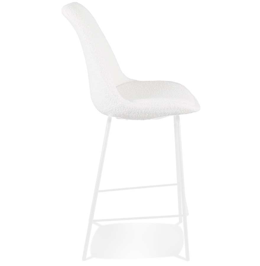 Kokoon Design LEONIE MINI' Mid-height Snack Stool In White Pilled Fabric And White Metal Base