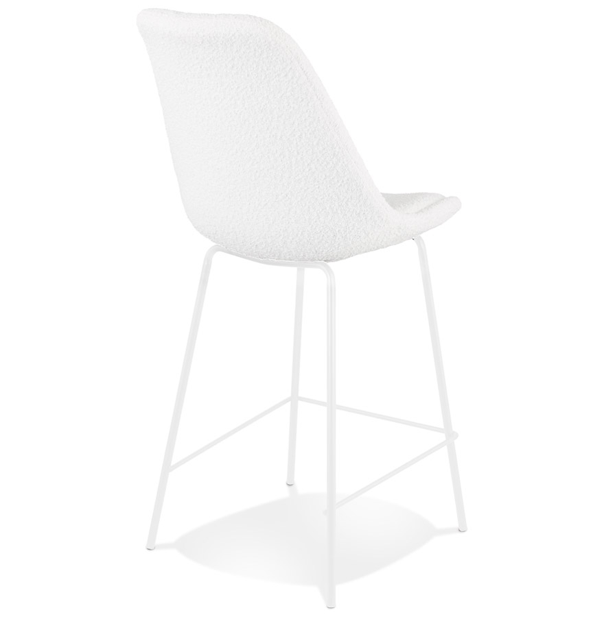 Kokoon Design LEONIE MINI' Mid-height Snack Stool In White Pilled Fabric And White Metal Base