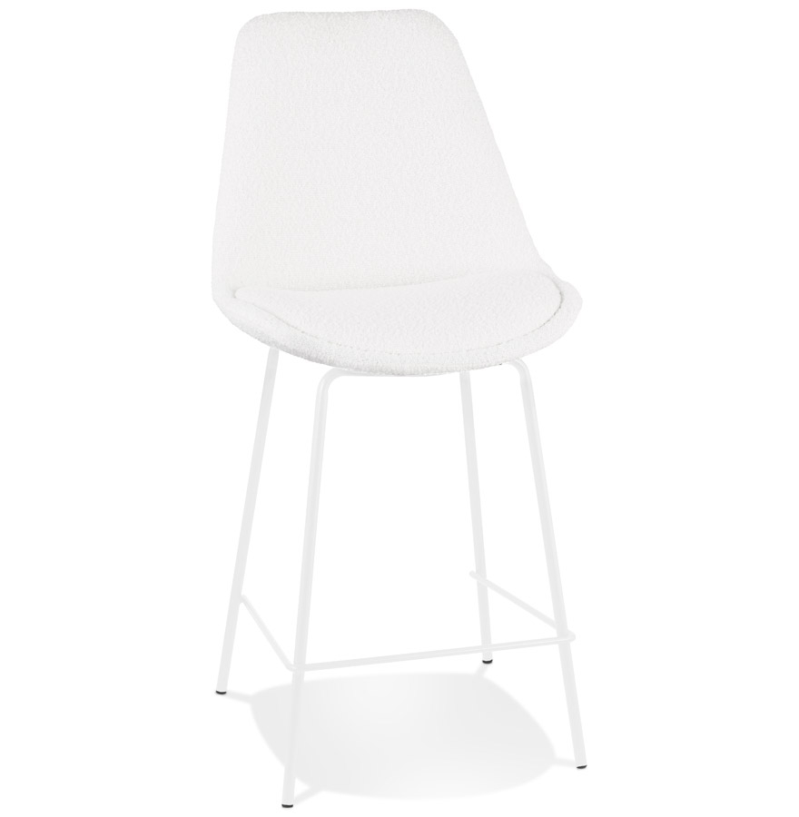 kokoon design LEONIE MINI' mid-height snack stool in white pilled fabric and white metal base
