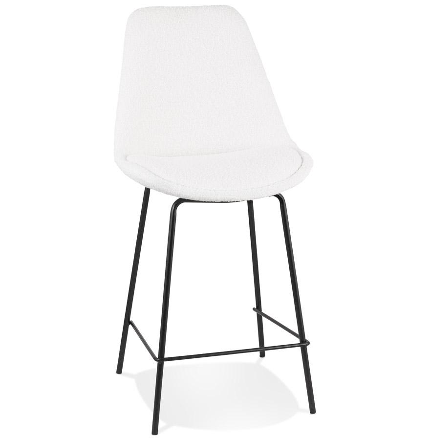 kokoon design LEONIE MINI' mid-height snack stool in white pilled fabric and black metal base