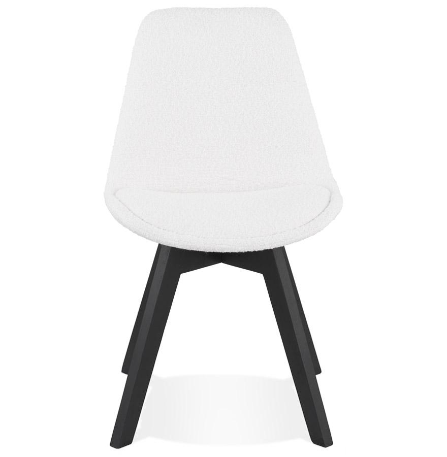 Kokoon Design LINETTE' Designer Chair In White Pilled Fabric And Black Wooden Legs