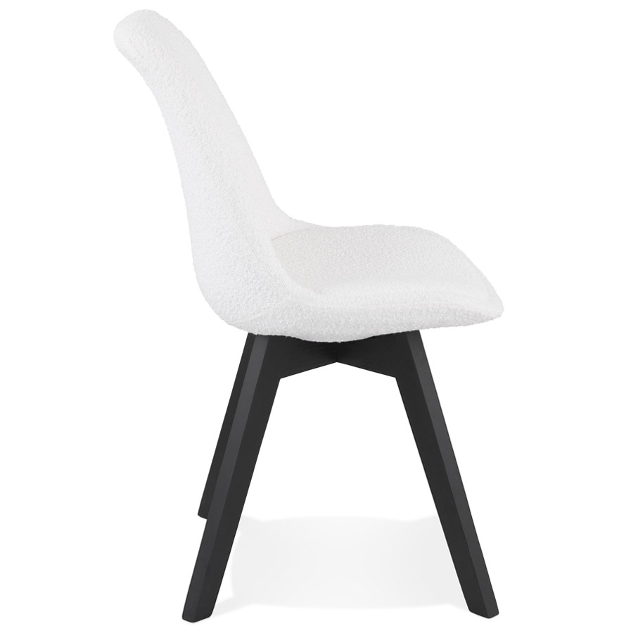 Kokoon Design LINETTE' Designer Chair In White Pilled Fabric And Black Wooden Legs