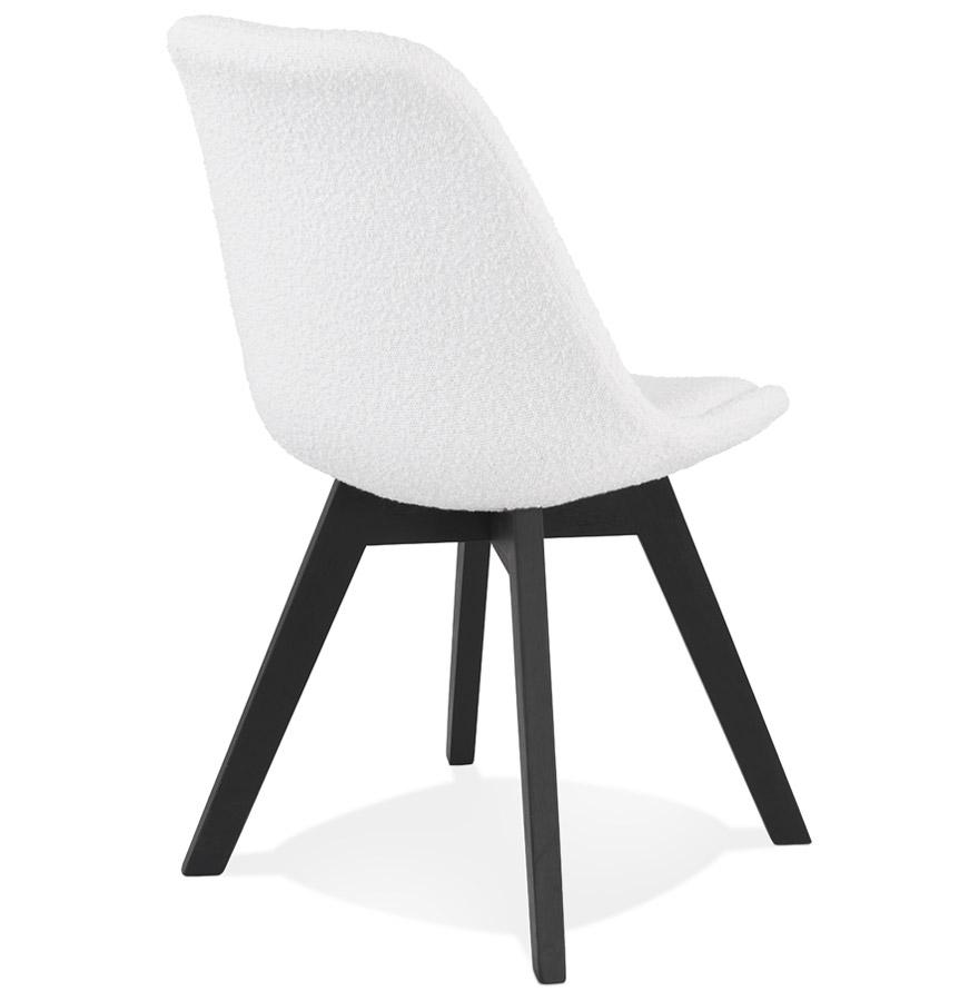 Kokoon Design LINETTE' Designer Chair In White Pilled Fabric And Black Wooden Legs