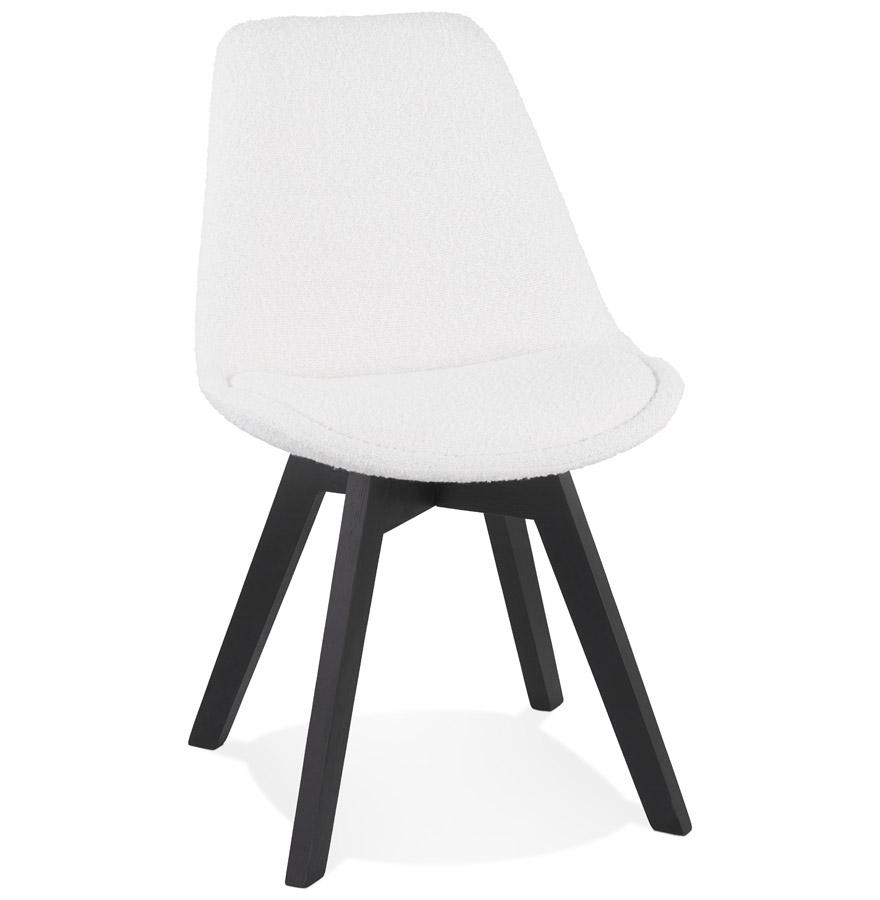 kokoon design LINETTE' designer chair in white pilled fabric and black wooden legs