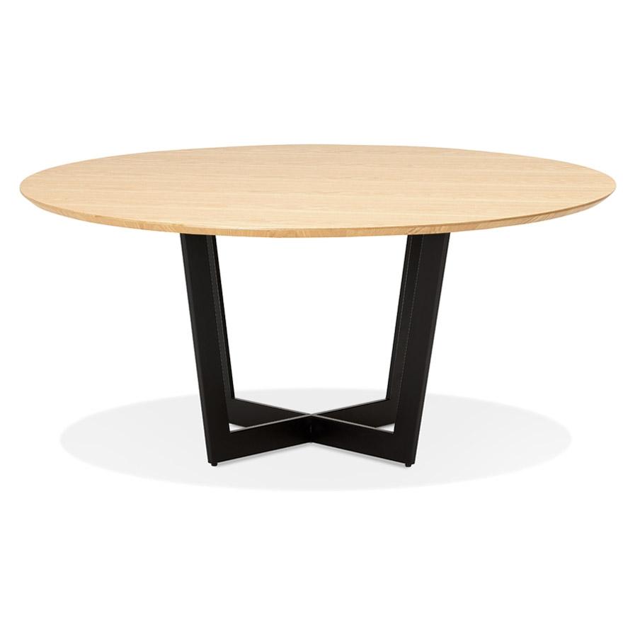 Kokoon Design LULU' Round Dining Room Table In Natural Finish Wood And Black Metal - Ø120 Cm