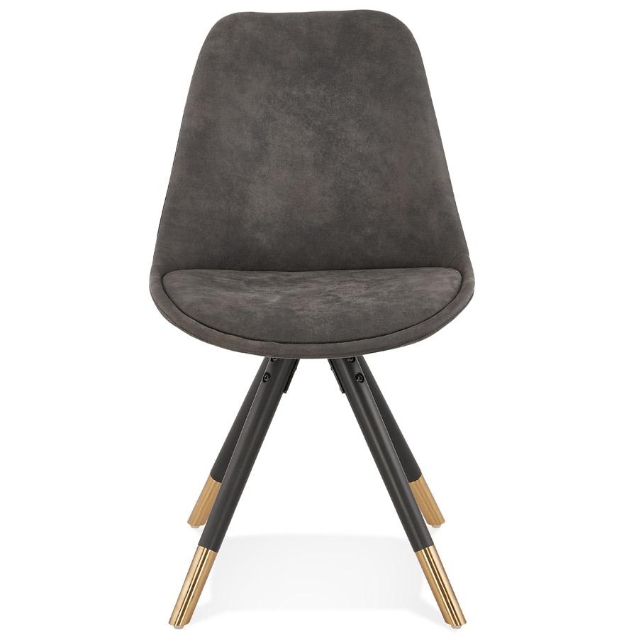 Kokoon Design MAGGY' Design Chair In Gray Microfiber And Black Wooden Legs