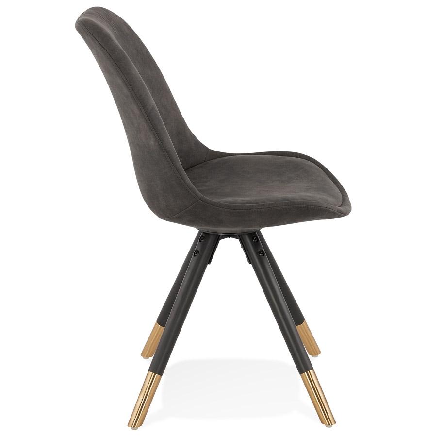 Kokoon Design MAGGY' Design Chair In Gray Microfiber And Black Wooden Legs
