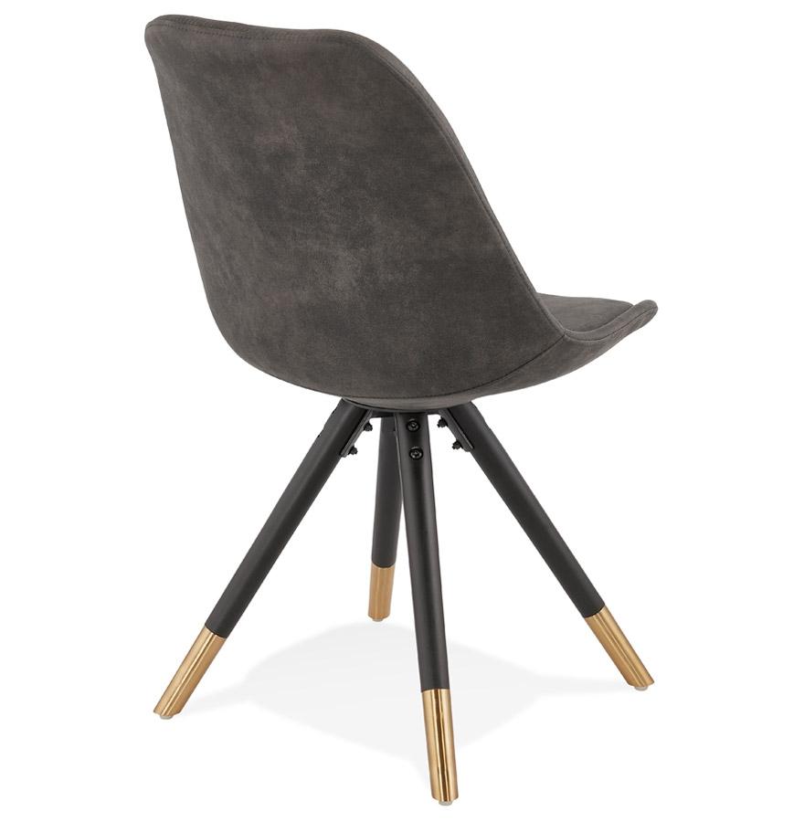 Kokoon Design MAGGY' Design Chair In Gray Microfiber And Black Wooden Legs