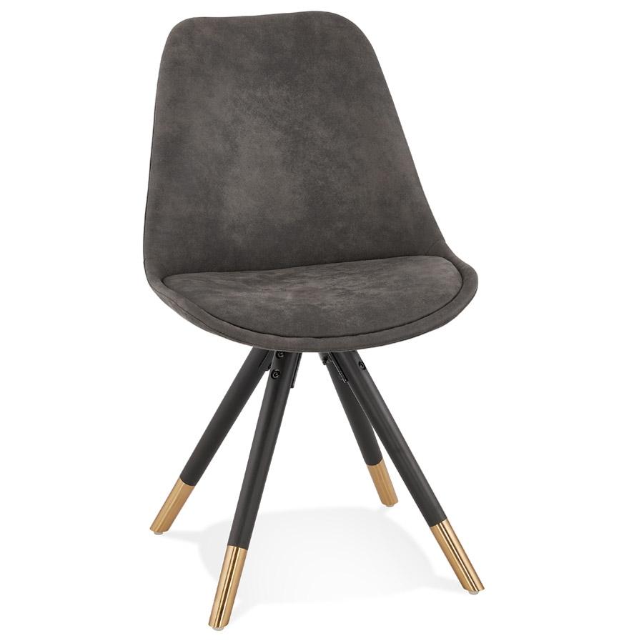 kokoon design MAGGY' design chair in gray microfiber and black wooden legs