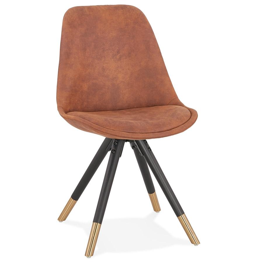 kokoon design MAGGY' designer chair in brown microfiber and black wooden legs
